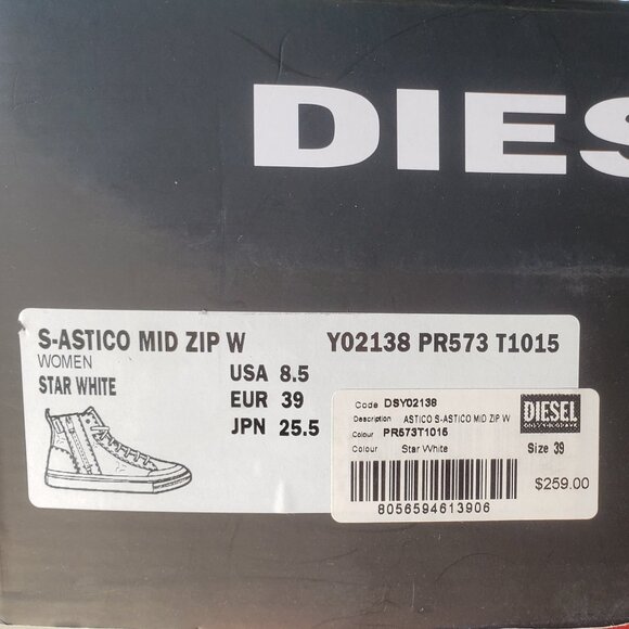 Diesel Mid Top Zip Up Sneakers US8.5 - Picture 2 of 6